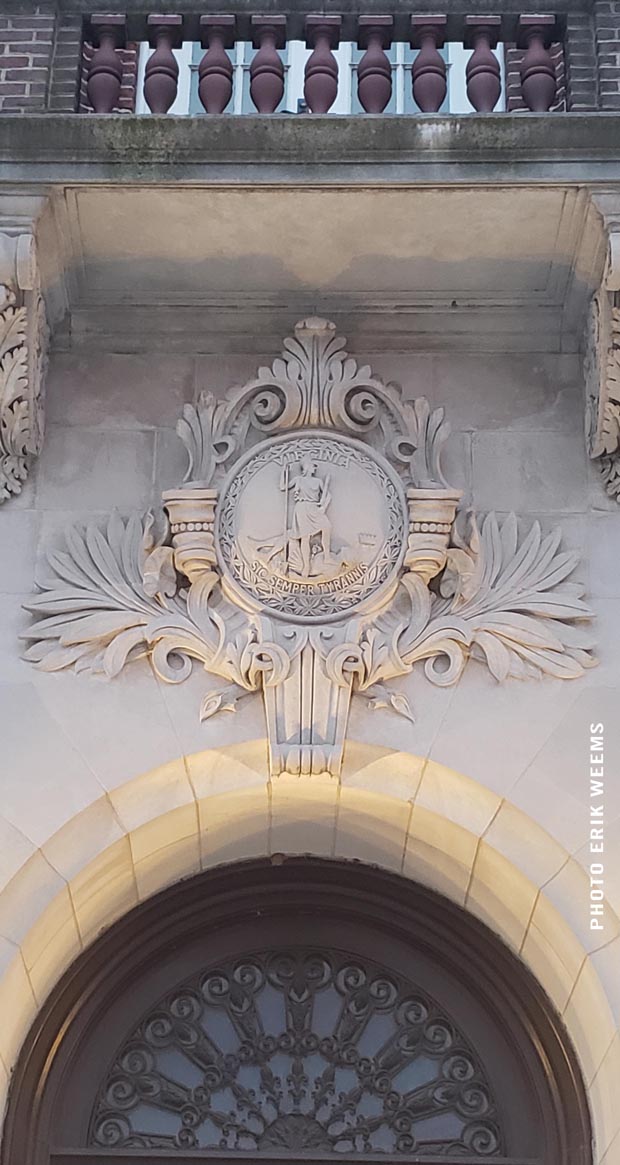 Entrance door at bell tower of Carillon at Byrd Park Entrance door at bell tower of Carillon at Byrd Park