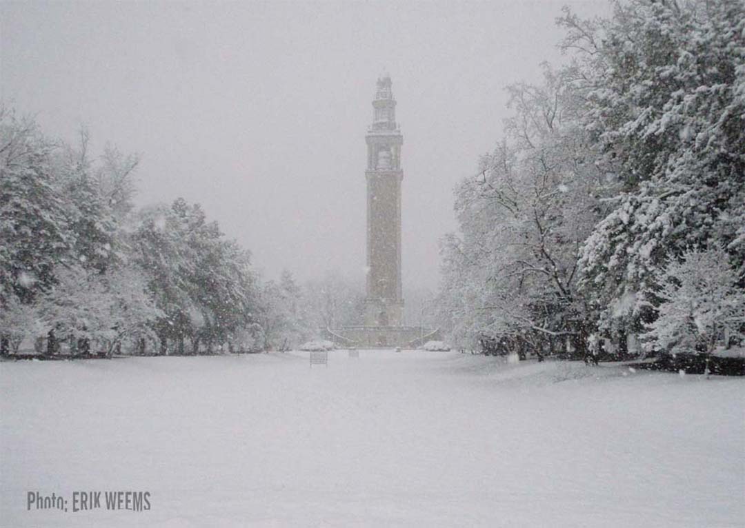 Snow at the Carillon Bell Tower Richmond Virginia