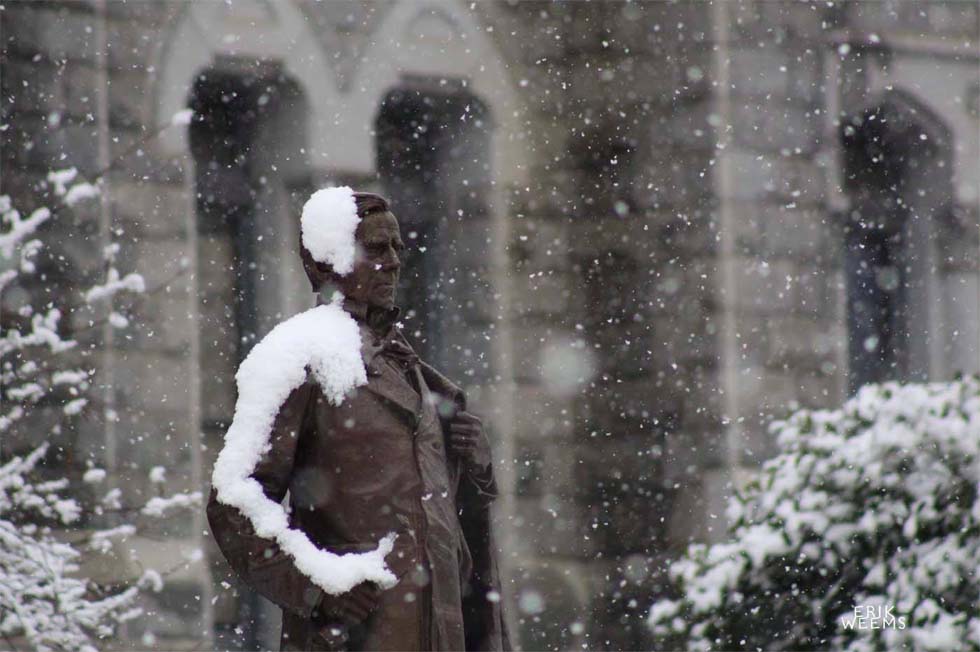 William Smith Statue in Snow Richmond Virginia