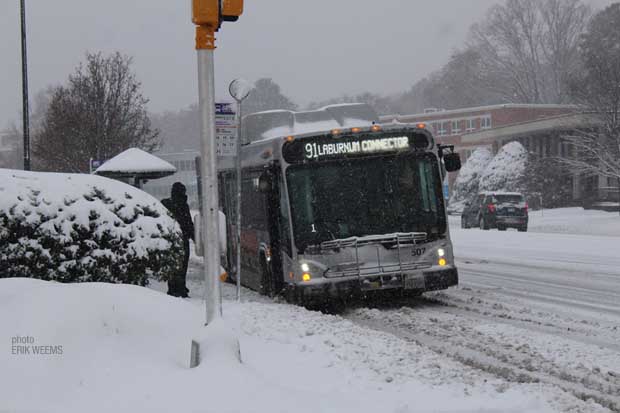 Bus in the snow Richmond VA