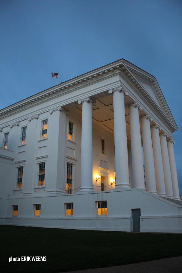 Virginia State Capitol Building at evening