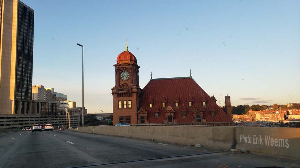 The top of the Old Main Street Train Station by I95 superhighway