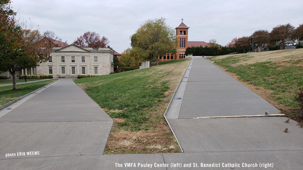 The Pauley VMFA Center and Saint Benedcict Catholic Church Richmond Virginia Fine Arts Museum grounds