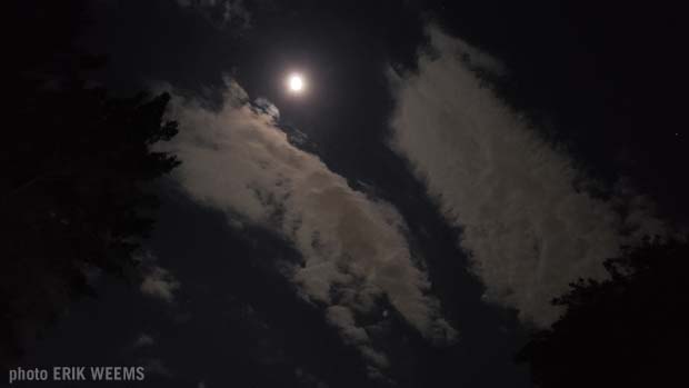 Night time moon clouds over Richmond