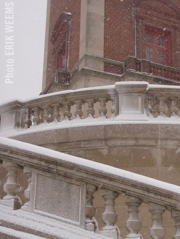 Snowy steps of the Carillon