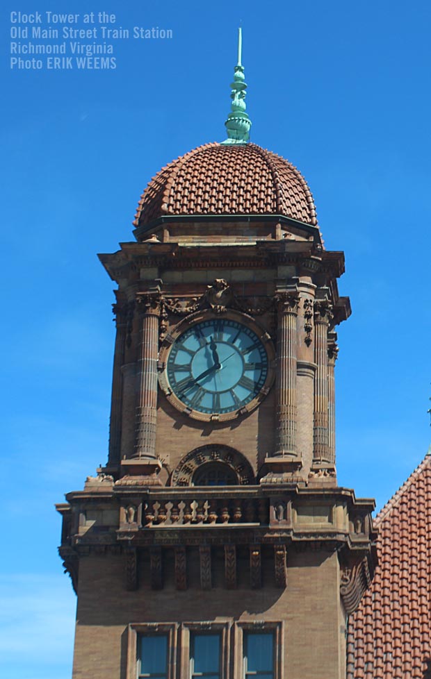 Clock Tower at the Old Main Street Train Station in Richmond Virginia