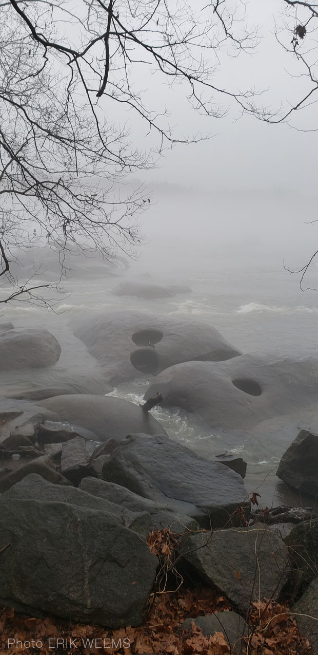 Water carved rocks along the James River
