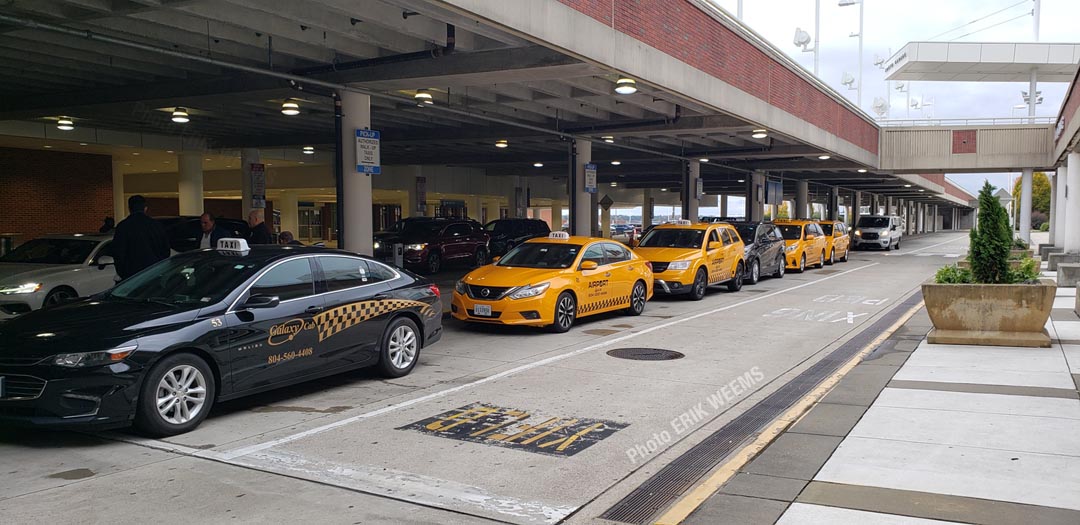 Row of Taxi Cars at Richmond Airport